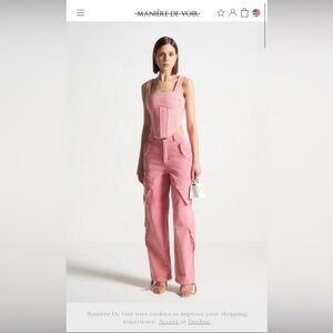 Maniere de voir high waisted cargo pants -washed pink